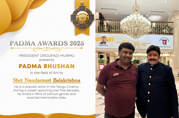 Senior Journalist Rakesh Kumar Singh congratulates Telugu Superstar Nandamuri Balakrishna on receiving Padma Bhushan hummernews.in