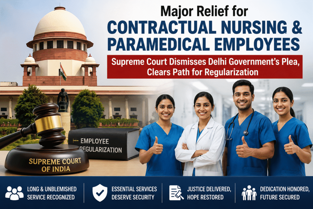 Supreme Court Upholds Delhi High Court Order on Regularization of Contractual Nursing & Paramedical Staff https://hummernews.in/